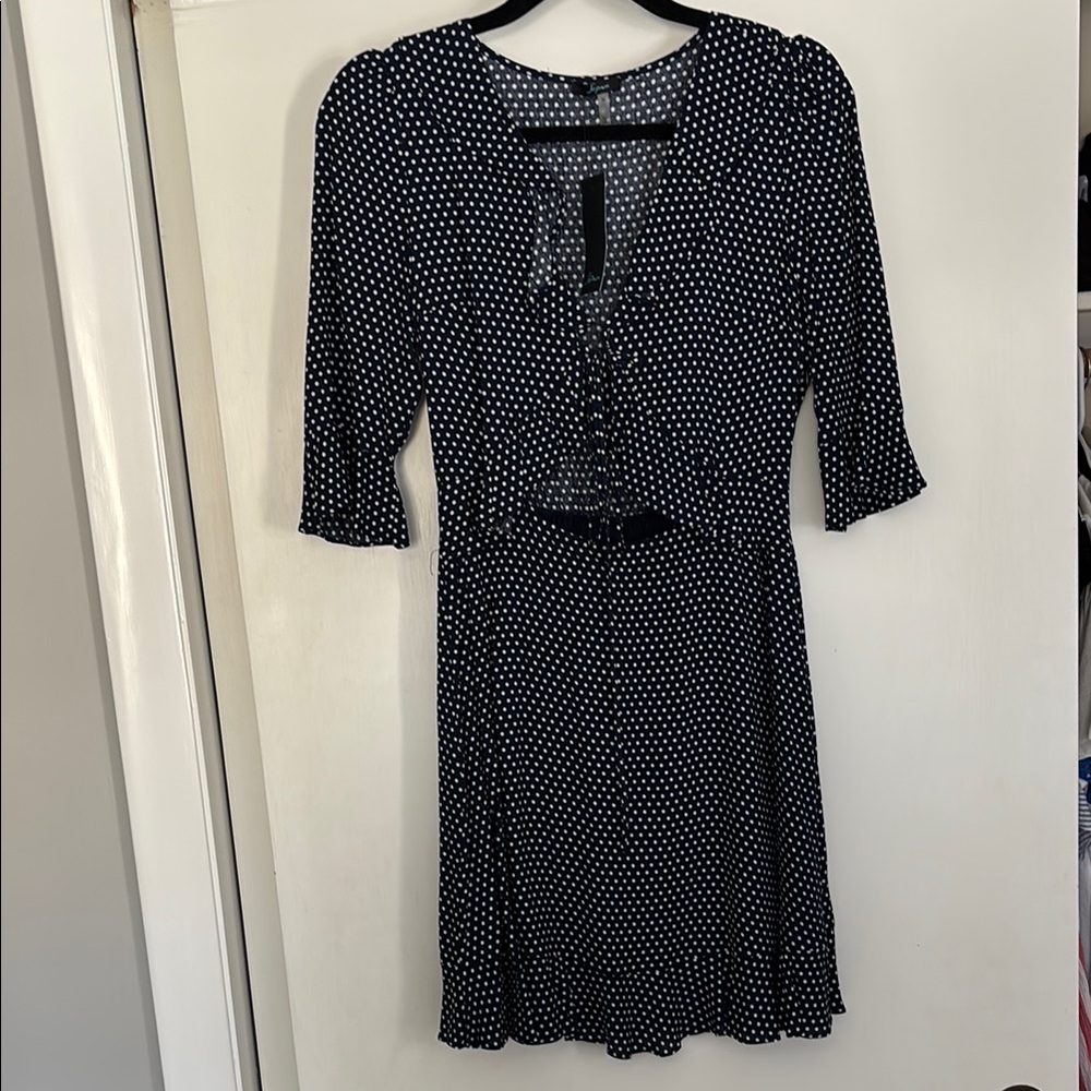 Soprano White and Blue Ruffled Tie Front Sundress
